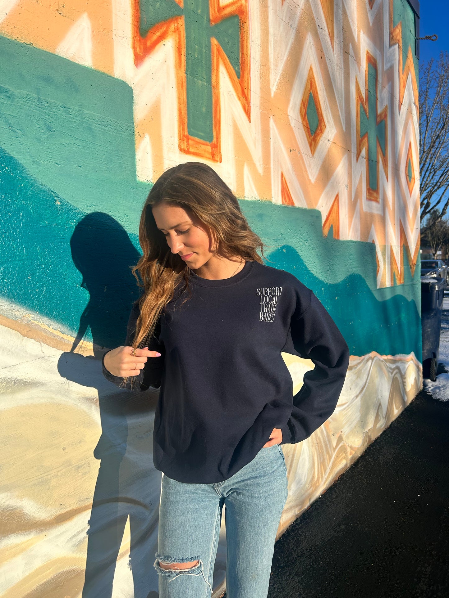 Navy Blue Operating Crew Neck